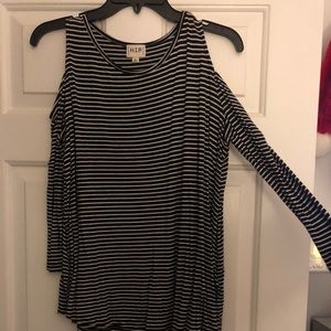 H.I.P long sleeve black and white striped shirt